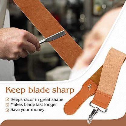 Premium Leather Straight Razor Strop – Barber Razor Sharpening Strap for Honing & Polishing Avelisse