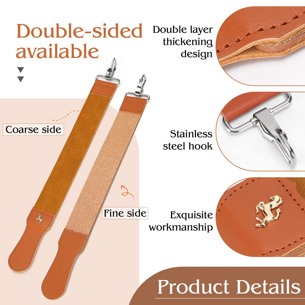 Premium Leather Straight Razor Strop – Barber Razor Sharpening Strap for Honing & Polishing Avelisse