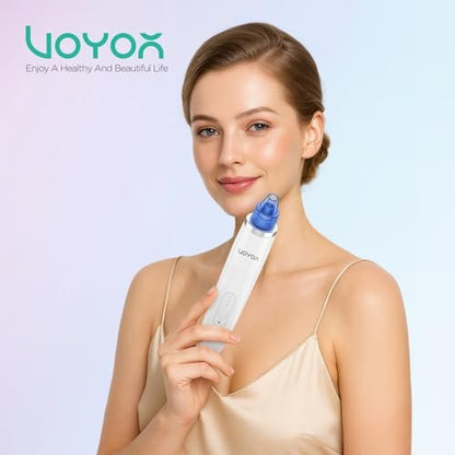VOYOR Blackhead Remover Pore Vacuum - Electric Face Vacuum Pore Cleaner for Acne and White Heads Removal with 6 Suction Heads (BR410) Avelisse