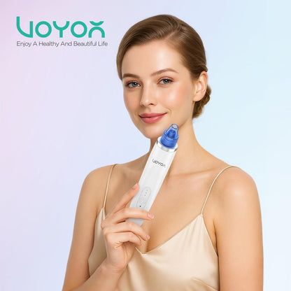VOYOR Blackhead Remover Pore Vacuum - Electric Face Vacuum Pore Cleaner for Acne and White Heads Removal with 6 Suction Heads (BR410) Avelisse
