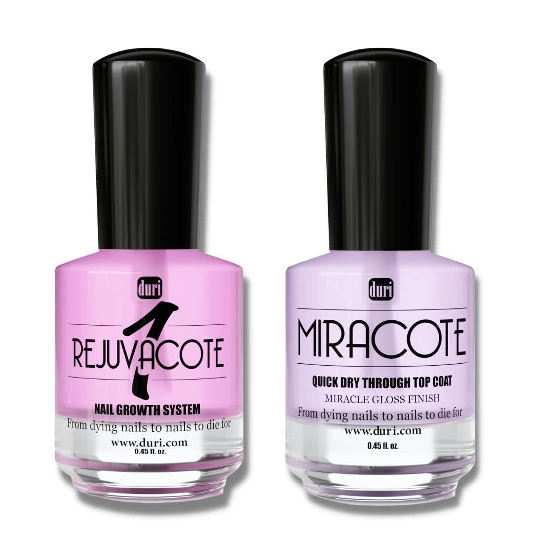 duri Rejuvacote 1 Original Maximum Strength Nail Growth System with Miracote Quick Dry Top Coat - Clear, 0.9 Fl Oz Avelisse