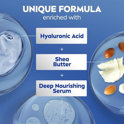 NIVEA Shea Nourish Body Lotion for Dry Skin – 33.8 Fl Oz Pump Bottle with Hyaluronic Acid & Shea Butter Avelisse