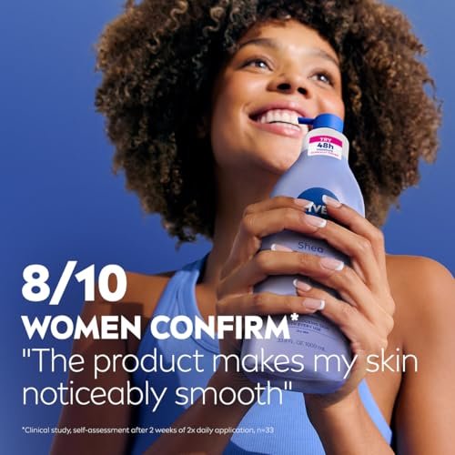 NIVEA Shea Nourish Body Lotion for Dry Skin – 33.8 Fl Oz Pump Bottle with Hyaluronic Acid & Shea Butter Avelisse