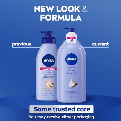 NIVEA Shea Nourish Body Lotion for Dry Skin – 33.8 Fl Oz Pump Bottle with Hyaluronic Acid & Shea Butter Avelisse