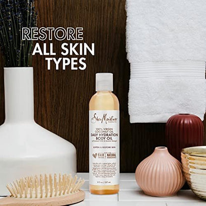 SheaMoisture Daily Hydration Body Oil with Virgin Coconut Oil for Dry Skin - Paraben Free, 8 oz Avelisse