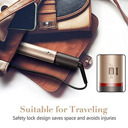 FURIDEN Professional Salon Quality 2-in-1 Hair Straightener and Curler - Gold Ceramic Flat Iron for Straightening and Curling, Long Lasting Results Avelisse