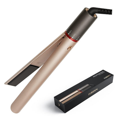 FURIDEN Professional Salon Quality 2-in-1 Hair Straightener and Curler - Gold Ceramic Flat Iron for Straightening and Curling, Long Lasting Results Avelisse