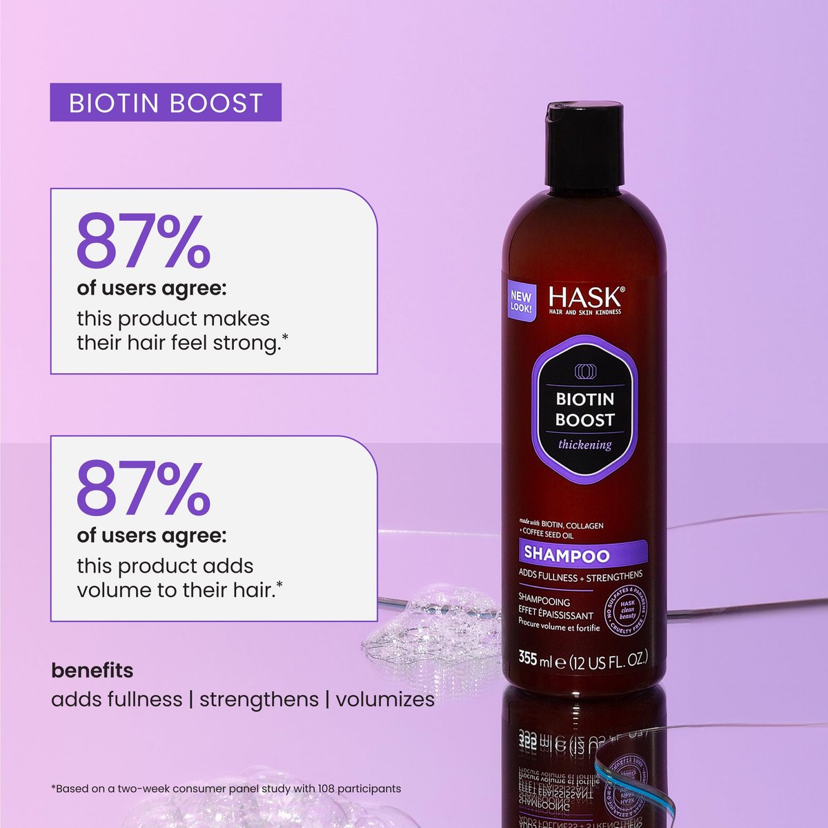 HASK Biotin Boost Thickening Shampoo – Volumizing & Strengthening Formula for Fine, Thin Hair – 12 Fl Oz - görsel 10