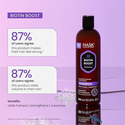 HASK Biotin Boost Thickening Shampoo – Volumizing & Strengthening Formula for Fine, Thin Hair – 12 Fl Oz - görsel 9