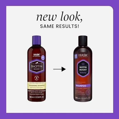 HASK Biotin Boost Thickening Shampoo – Volumizing & Strengthening Formula for Fine, Thin Hair – 12 Fl Oz