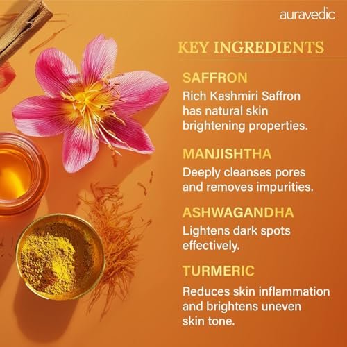 Auravedic Kumkumadi Oil & Skin Oil Combo – Saffron, Turmeric & Winter Cherry Infused Face Moisturizer – Hydrating & Nourishing for All Skin Types – 3.38 Fl Oz (100ml) Avelisse