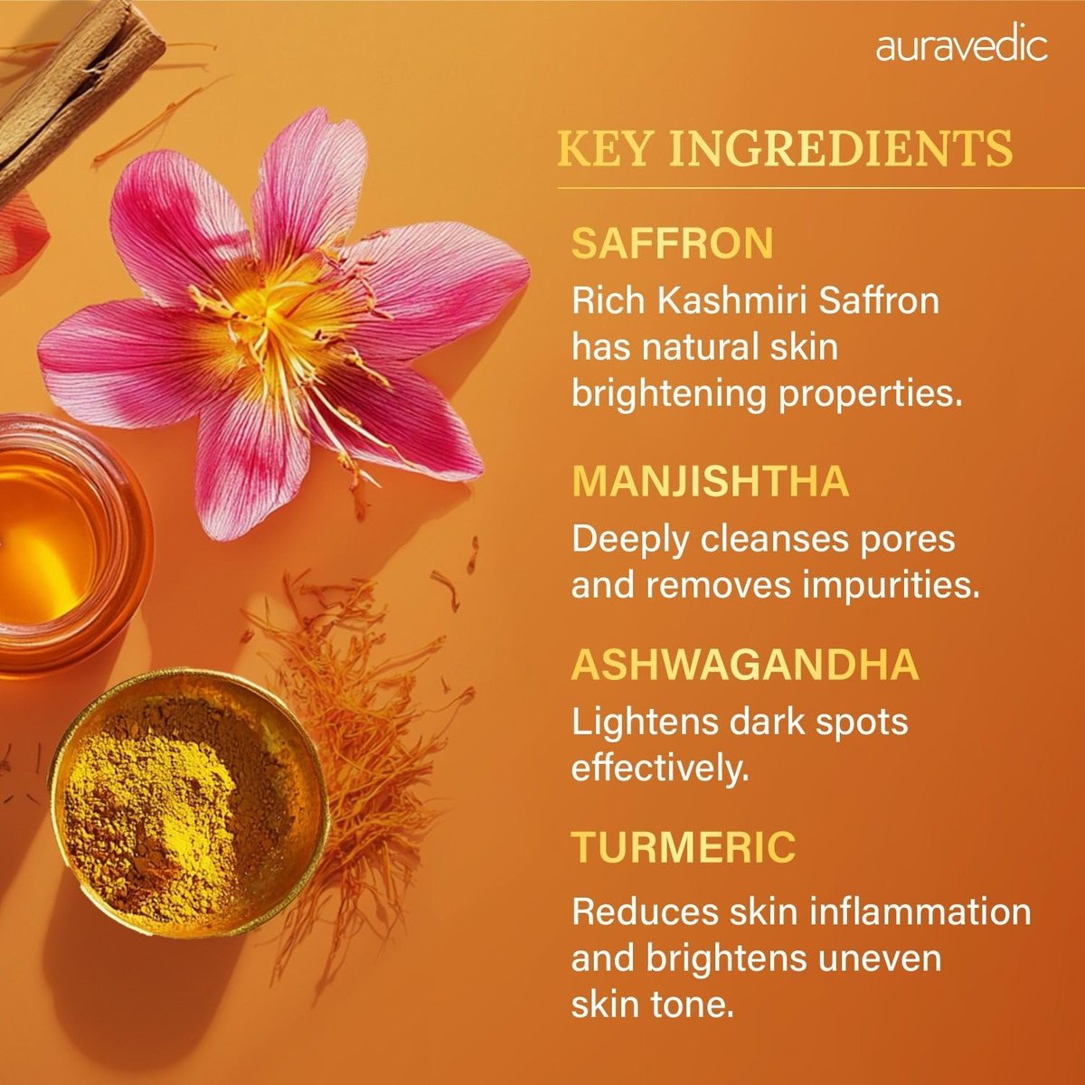 Auravedic Kumkumadi Oil & Skin Oil Combo – Saffron, Turmeric & Winter Cherry Infused Face Moisturizer – Hydrating & Nourishing for All Skin Types – 3.38 Fl Oz (100ml) Avelisse