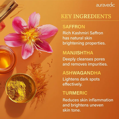 Auravedic Kumkumadi Oil & Skin Oil Combo – Saffron, Turmeric & Winter Cherry Infused Face Moisturizer – Hydrating & Nourishing for All Skin Types – 3.38 Fl Oz (100ml) Avelisse