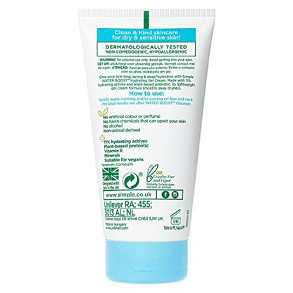 Simple Water Boost Hydrating Gel Cream - 1.7 oz Face Moisturizer for All Skin Types