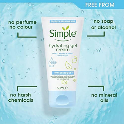 Simple Water Boost Hydrating Gel Cream - 1.7 oz Face Moisturizer for All Skin Types