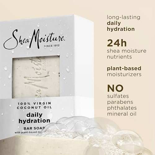 Shea Moisture Daily Hydration Bar Soap 12-Pack – 24H Moisturizing Body Soap for Dry Skin with 100% Virgin Coconut Oil, 8 oz Each Avelisse