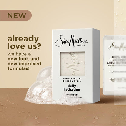 Shea Moisture Daily Hydration Bar Soap 12-Pack – 24H Moisturizing Body Soap for Dry Skin with 100% Virgin Coconut Oil, 8 oz Each Avelisse