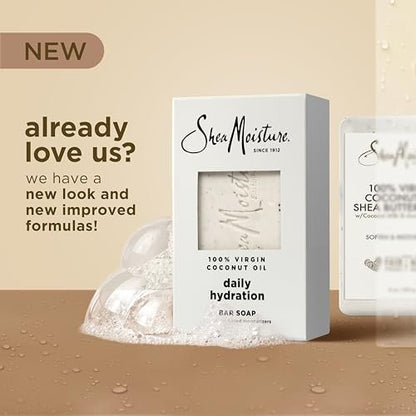 Shea Moisture Daily Hydration Bar Soap 12-Pack – 24H Moisturizing Body Soap for Dry Skin with 100% Virgin Coconut Oil, 8 oz Each Avelisse