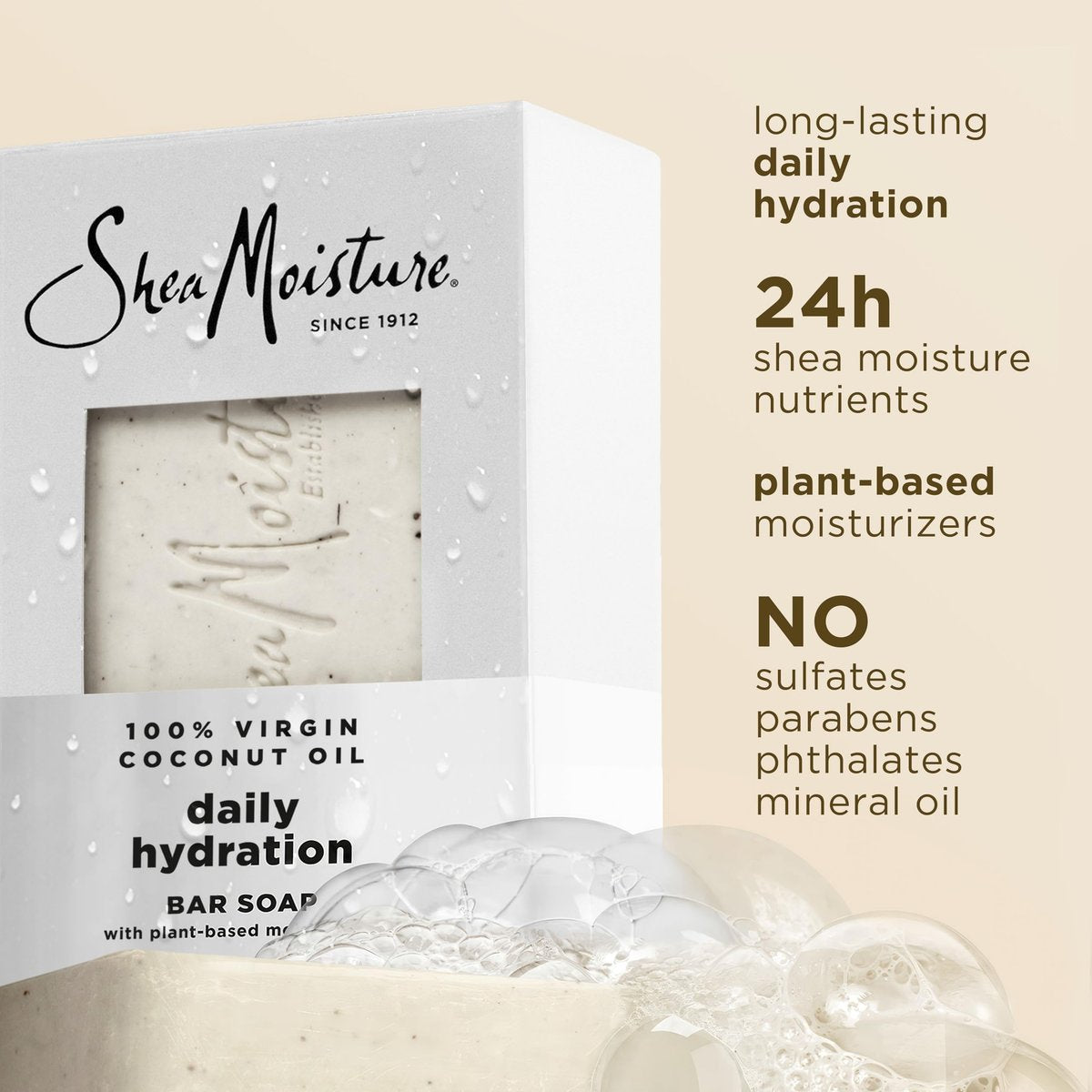 Shea Moisture Daily Hydration Bar Soap 12-Pack – 24H Moisturizing Body Soap for Dry Skin with 100% Virgin Coconut Oil, 8 oz Each Avelisse