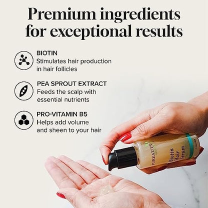 Biotin Hair Growth Serum – Advanced Topical Formula for Healthy, Strong Hair | Pureauty Naturals (2 Fl Oz) Avelisse