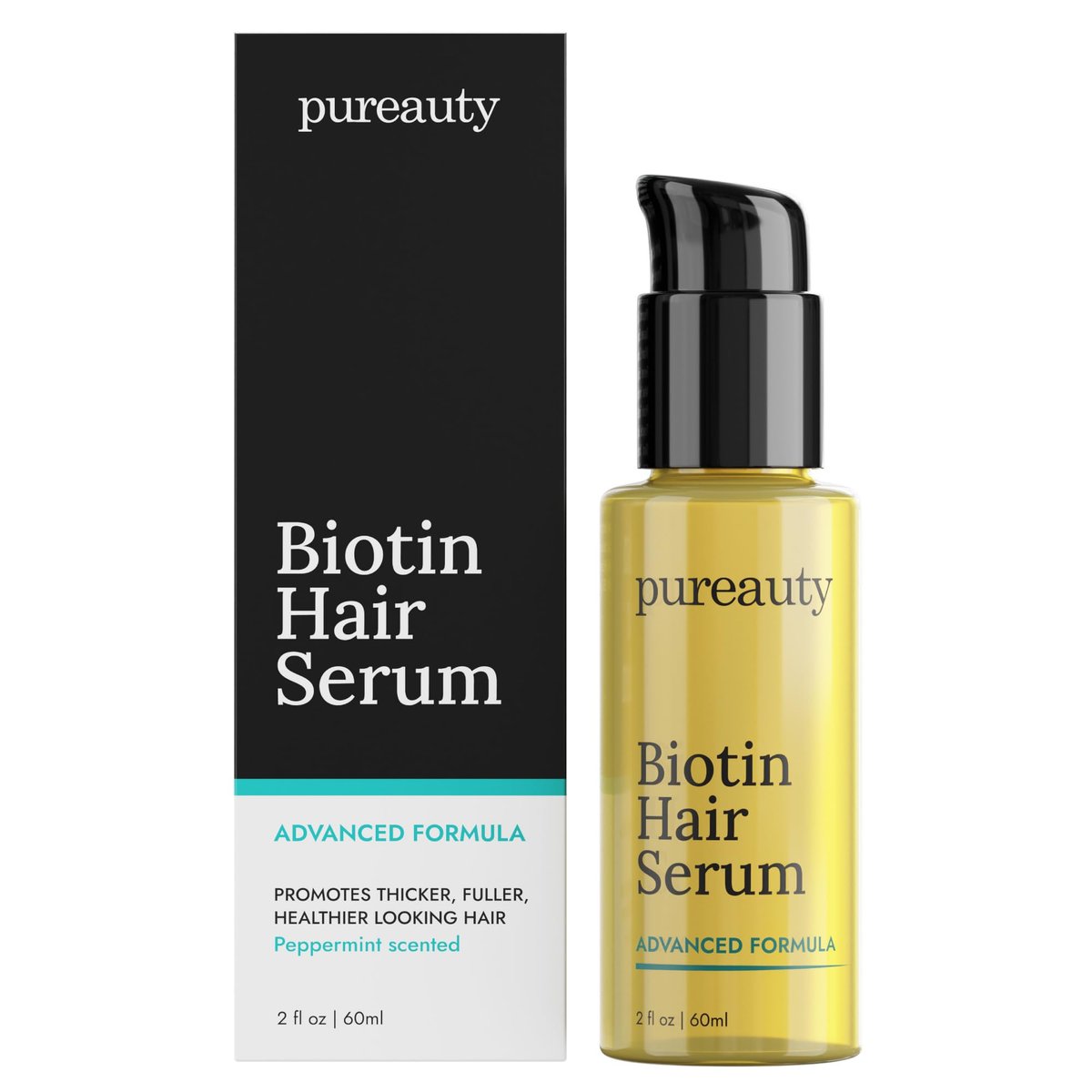 Biotin Hair Growth Serum – Advanced Topical Formula for Healthy, Strong Hair | Pureauty Naturals (2 Fl Oz) Avelisse