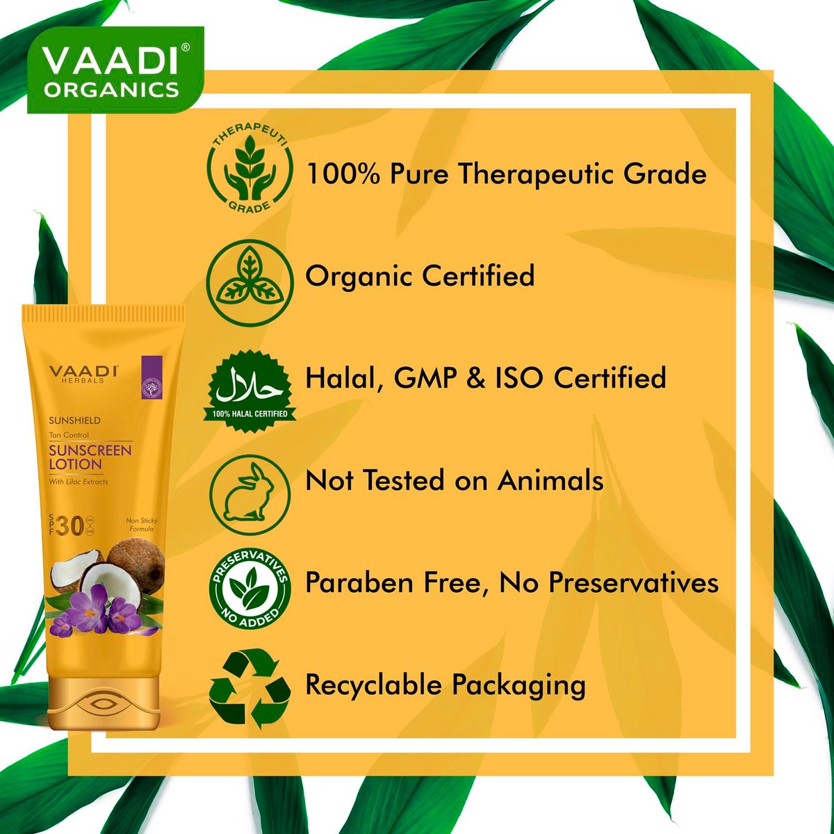Vaadi Herbals Sunshield Ton Control Sunscreen Lotion SPF-30 (110g) - Broad Spectrum Protection - görsel 7