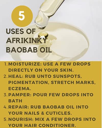 AFRIKINKY Baobab Oil - Unrefined Cold Pressed Premium Fresh 50ml - 100% Pure for Skin, Hair, Nails & Massage - görsel 6