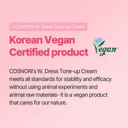 COSNORI W. Dress Tone-up Cream - Natural Skin Tone Balancer, Hydrating & Sebum Control Face and Body Moisturizer - Vegan & Cruelty-Free (1.7 fl. oz.) Avelisse