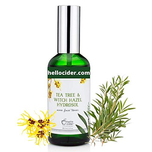 Tea Tree Witch Hazel Face Toner - Organic Hydrosol Astringent Facial Spray for Blemishes, Acne, pH Balance - All Skin Types - Hello Cider (3 Fl Oz) - görsel 2
