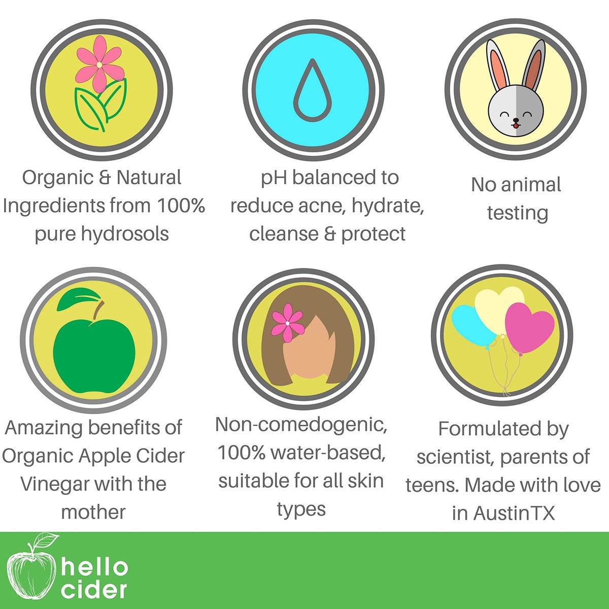 Tea Tree Witch Hazel Face Toner - Organic Hydrosol Astringent Facial Spray for Blemishes, Acne, pH Balance - All Skin Types - Hello Cider (3 Fl Oz) - görsel 9