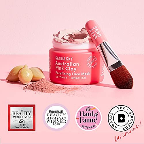 Sand & Sky Australian Pink Clay Mask – Pore Minimizing & Brightening Face Mask with Vitamin C, 60g Avelisse