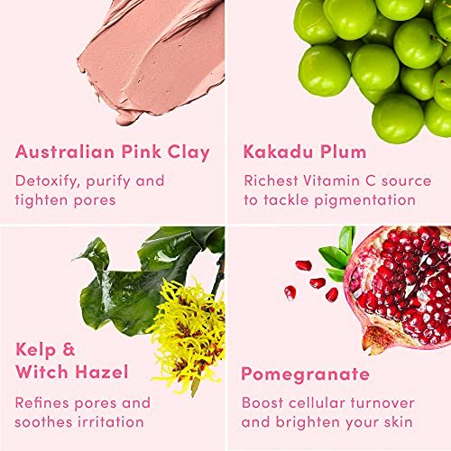 Sand & Sky Australian Pink Clay Mask – Pore Minimizing & Brightening Face Mask with Vitamin C, 60g Avelisse