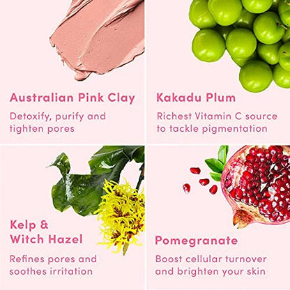 Sand & Sky Australian Pink Clay Mask – Pore Minimizing & Brightening Face Mask with Vitamin C, 60g Avelisse