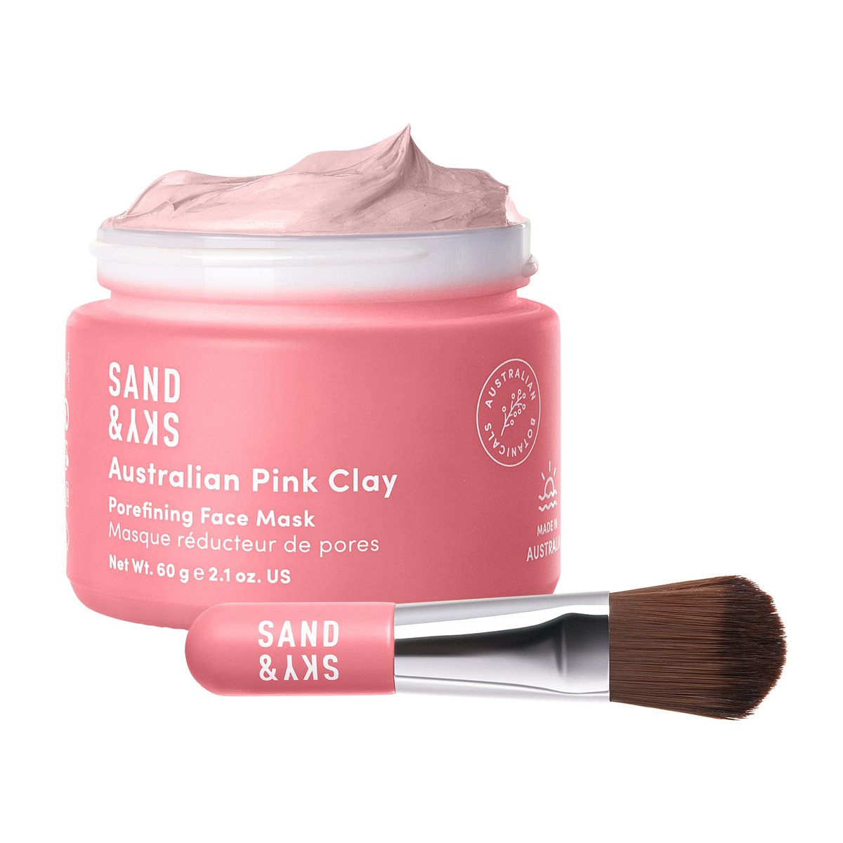 Sand & Sky Australian Pink Clay Mask – Pore Minimizing & Brightening Face Mask with Vitamin C, 60g Avelisse