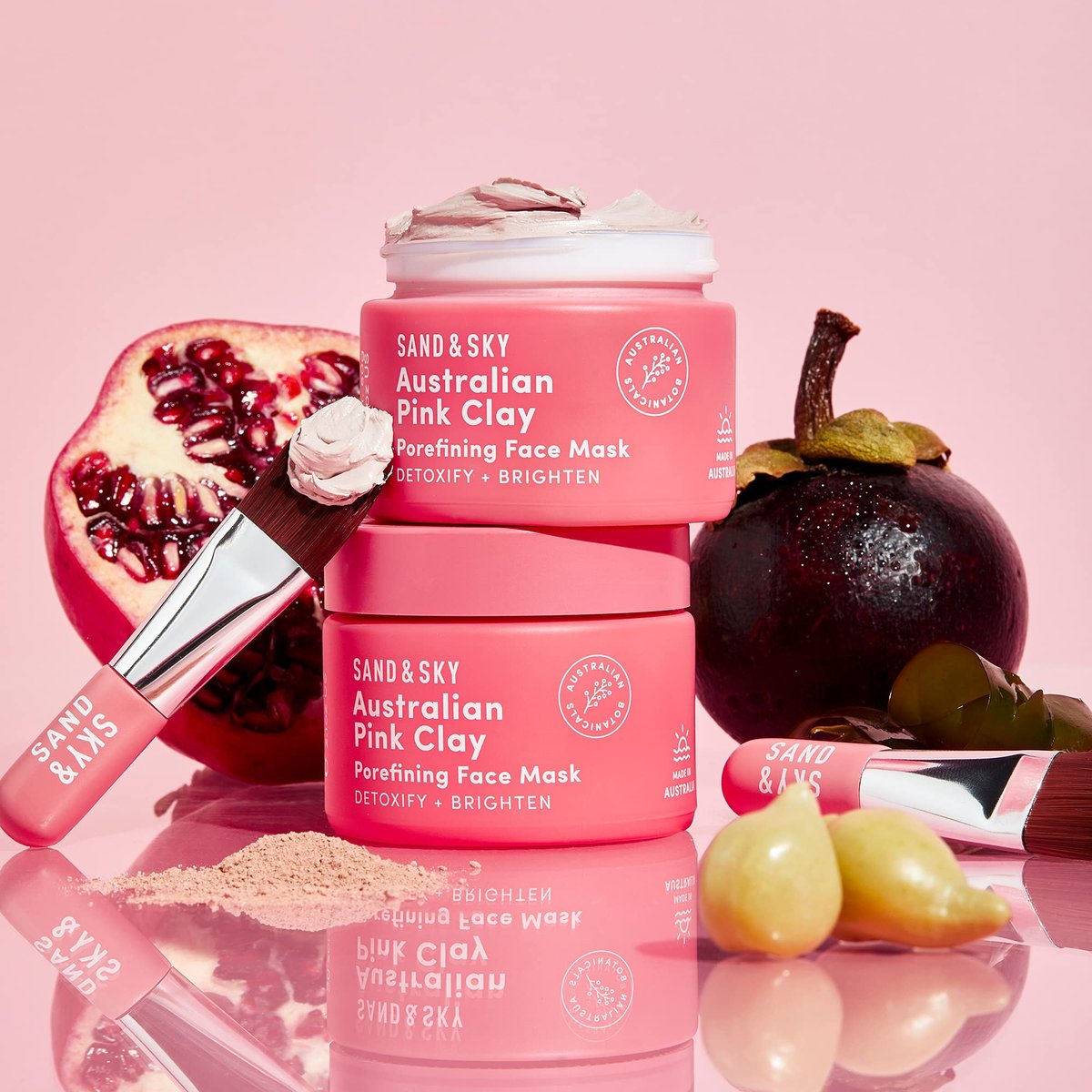 Sand & Sky Australian Pink Clay Mask – Pore Minimizing & Brightening Face Mask with Vitamin C, 60g Avelisse