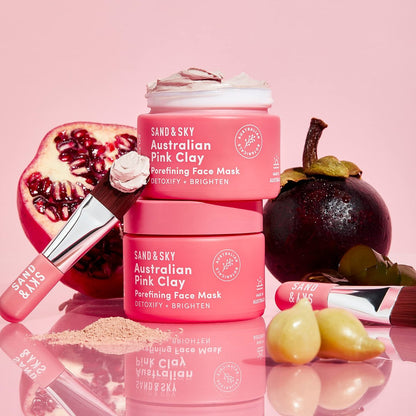 Sand & Sky Australian Pink Clay Mask – Pore Minimizing & Brightening Face Mask with Vitamin C, 60g Avelisse