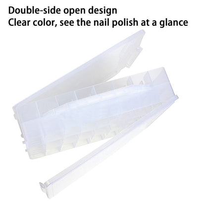 Kissbuty Universal Nail Polish Holder Organizer for 48 Bottles - Adjustable Dividers, Space Saver Clear Plastic
