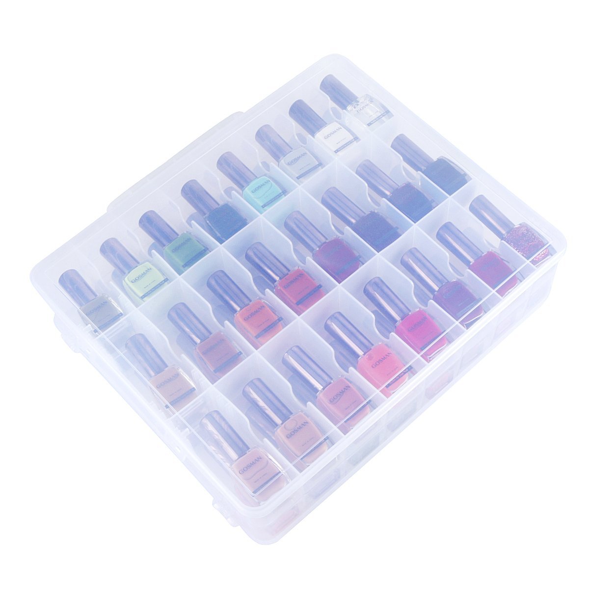 Kissbuty Universal Nail Polish Holder Organizer for 48 Bottles - Adjustable Dividers, Space Saver Clear Plastic - görsel 11