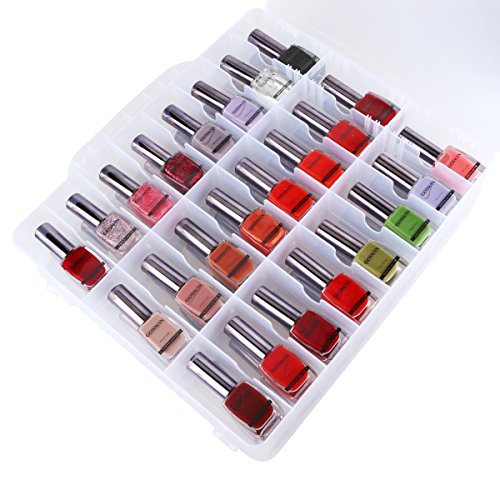 Kissbuty Universal Nail Polish Holder Organizer for 48 Bottles - Adjustable Dividers, Space Saver Clear Plastic - görsel 14