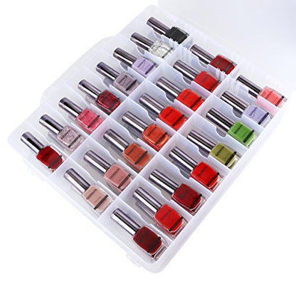 Kissbuty Universal Nail Polish Holder Organizer for 48 Bottles - Adjustable Dividers, Space Saver Clear Plastic