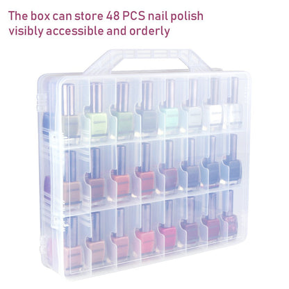 Kissbuty Universal Nail Polish Holder Organizer for 48 Bottles - Adjustable Dividers, Space Saver Clear Plastic