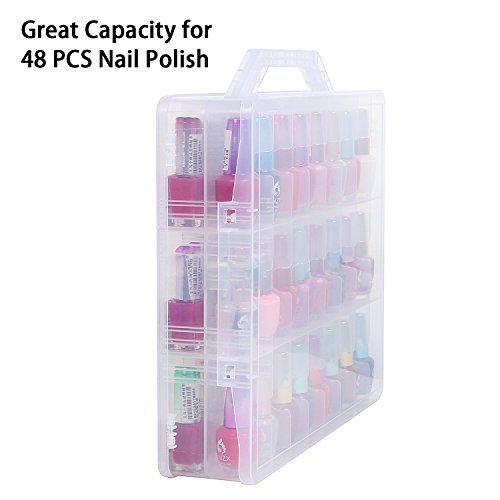 Kissbuty Universal Nail Polish Holder Organizer for 48 Bottles - Adjustable Dividers, Space Saver Clear Plastic - görsel 18