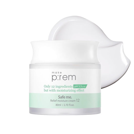 MAKE P:REM Safe Me. Relief Moisture Cream – 48-Hour Hydration, Minimal Ingredients, EWG Green, Korean Skin Care, 2.70 fl.oz. (80ml) Avelisse