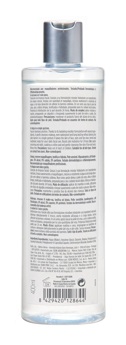 ISDIN Micellar 4-in-1 Facial Cleansing Water - Hydrating Toner & Makeup Remover for Sensitive Skin, 13.5 Fl Oz Avelisse