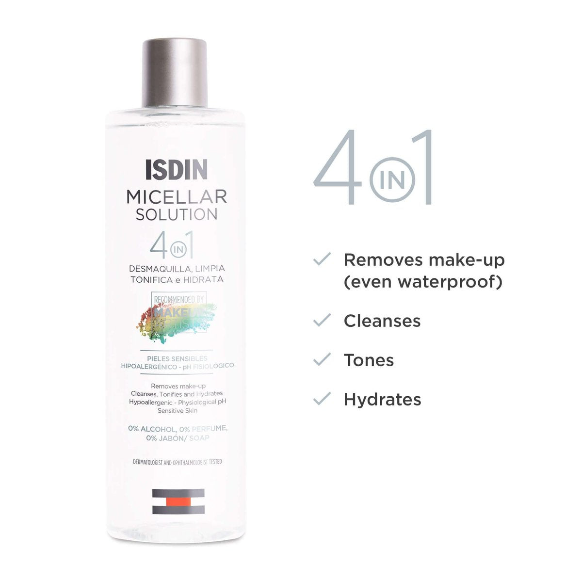 ISDIN Micellar 4-in-1 Facial Cleansing Water - Hydrating Toner & Makeup Remover for Sensitive Skin, 13.5 Fl Oz Avelisse
