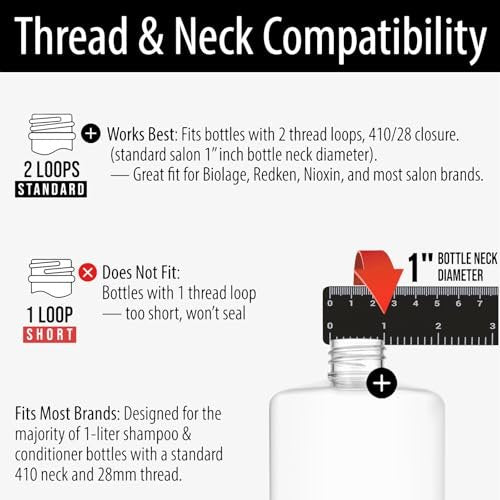 Bar5F Pump Dispensers for Shampoo, Conditioner, Lotion & Body Wash – Fits 1 Inch Bottle Necks, 1 Liter / 33.8 oz Bottles (Black & White, 2 Pack) - görsel 10