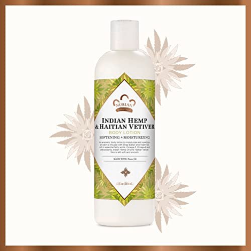 Nubian Heritage Body Lotion Indian Hemp & Haitian Vetiver - Fair Trade Shea Butter, 13 oz Avelisse