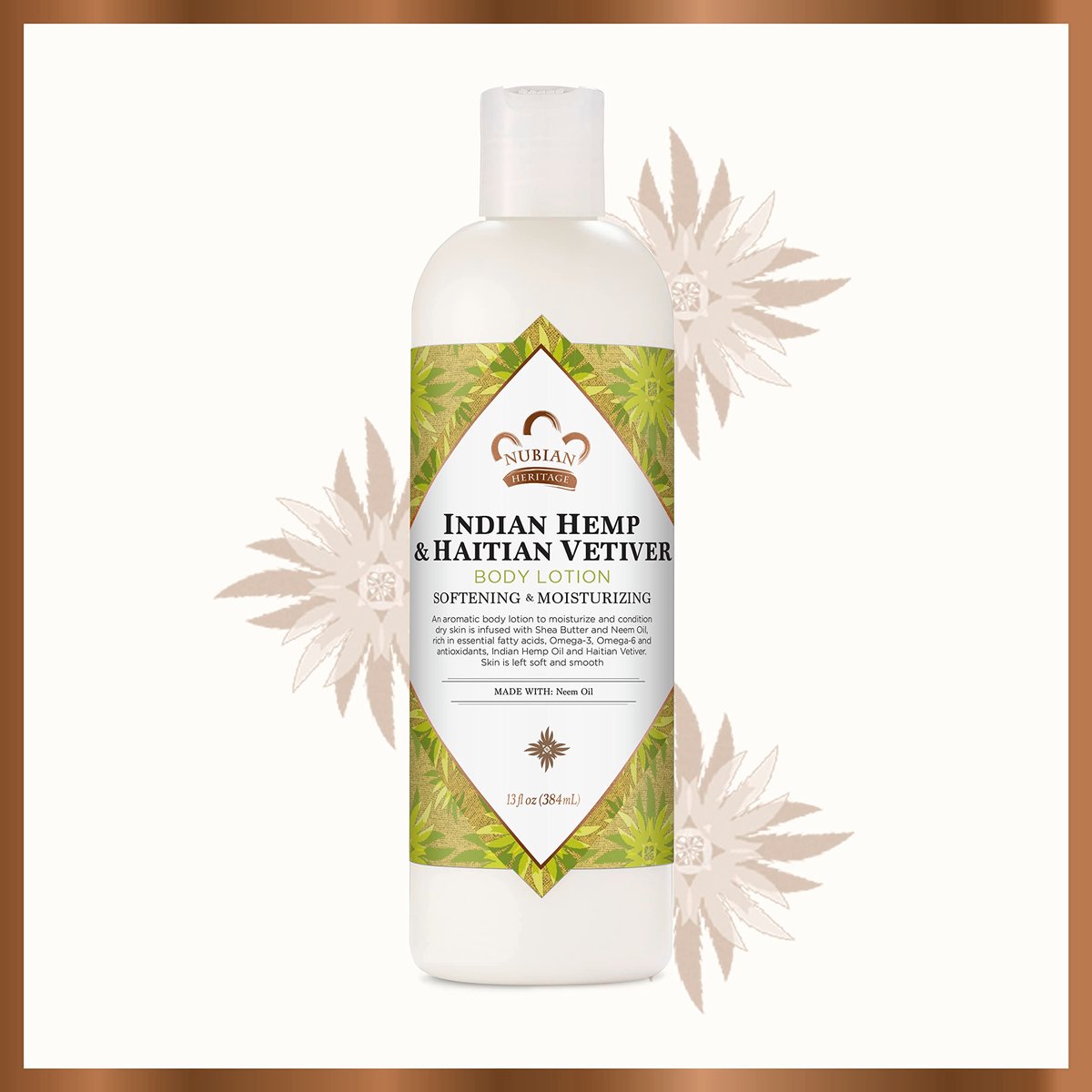 Nubian Heritage Body Lotion Indian Hemp & Haitian Vetiver - Fair Trade Shea Butter, 13 oz Avelisse