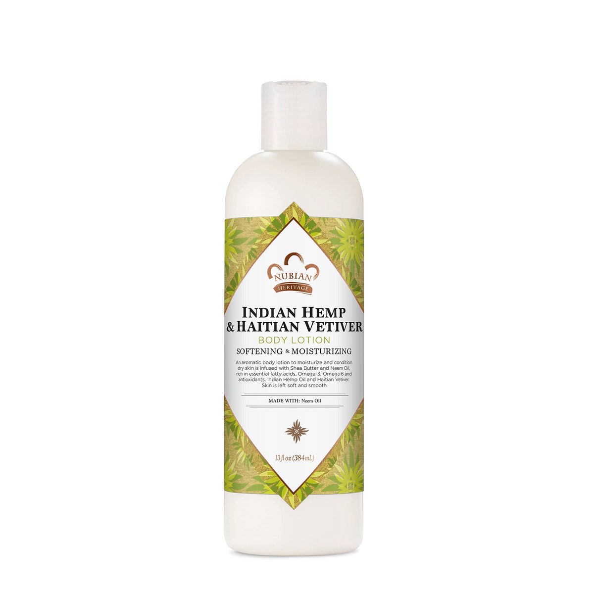 Nubian Heritage Body Lotion Indian Hemp & Haitian Vetiver - Fair Trade Shea Butter, 13 oz Avelisse