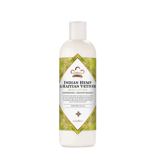 Nubian Heritage Body Lotion Indian Hemp & Haitian Vetiver - Fair Trade Shea Butter, 13 oz Avelisse